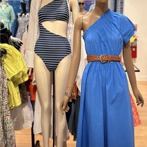 NWOT J Crew Smocked one-shoulder dress in cotton poplin XS